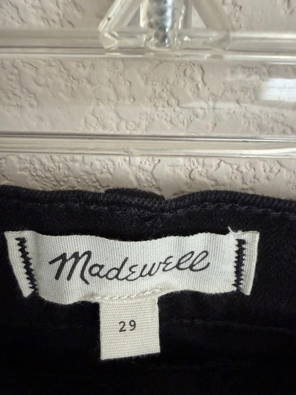 Madewell Stretch Denim Straight Mini Skirt Gold Piping Edition 29 Black 5 Pocket